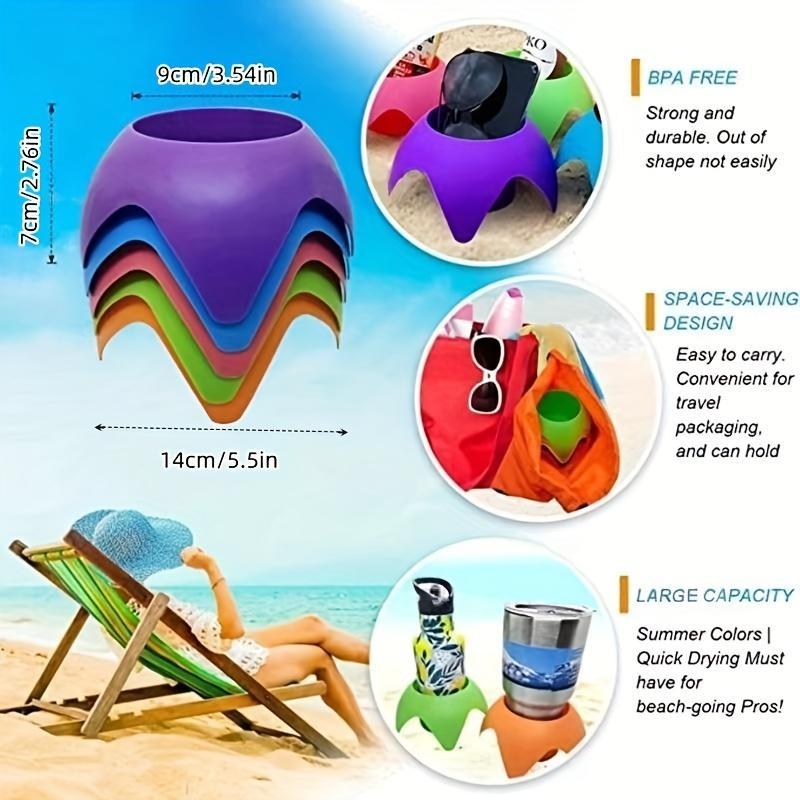 Multifunctional Beach Cup Holder, Bottle Holder, Creative Beach Holder for Beer, Beverage, Phone, Sun Glasses, Key 1