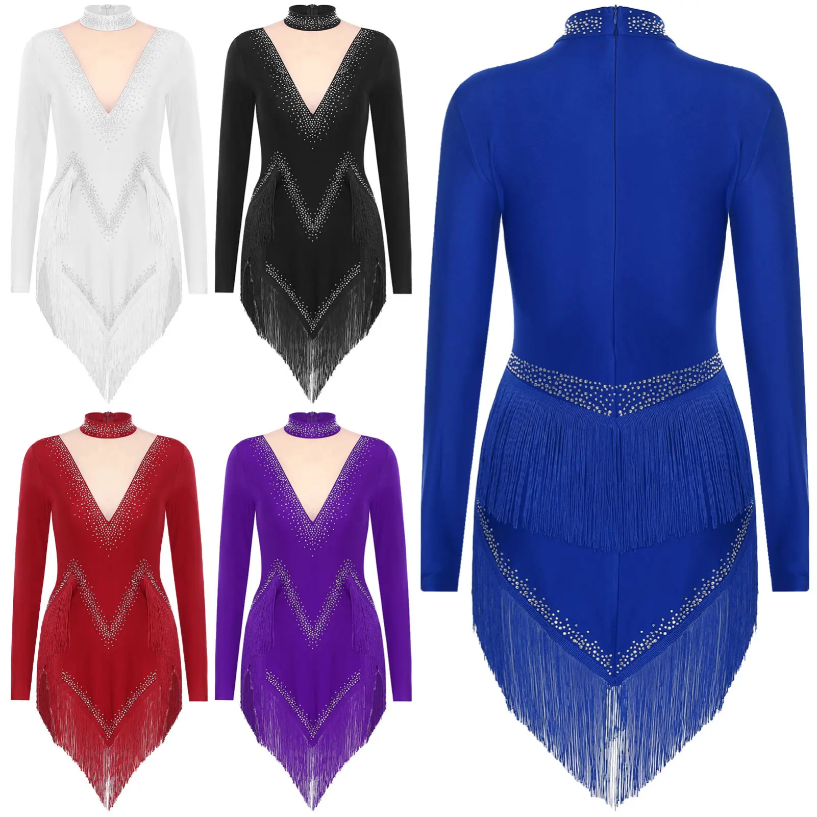 Váy Khiêu Vũ Latin, Tassel, Dành Cho Nữ, Đính Đá Lấp Lánh, Váy Viền Bất Đối Xứng Trang Phục Khiêu Vũ, iEFiEL