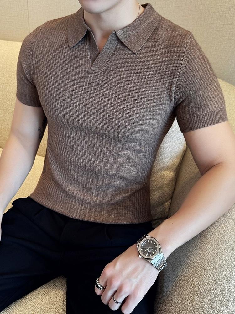 Product Introduction of Áo Polo, Mỏng Vừa Vặn, Phong Cách Thường Ngày, Không Nhăn, Thời Trang, Thiết Kế Đơn Giản, Màu Trơn ngắn Tay, Cổ Áo bẻ xuống, Làm Bằng Dệt Kim, Thích Hợp Cho Mùa Hè, Không Khí Tươi Mới, Phong Cách Nam 1