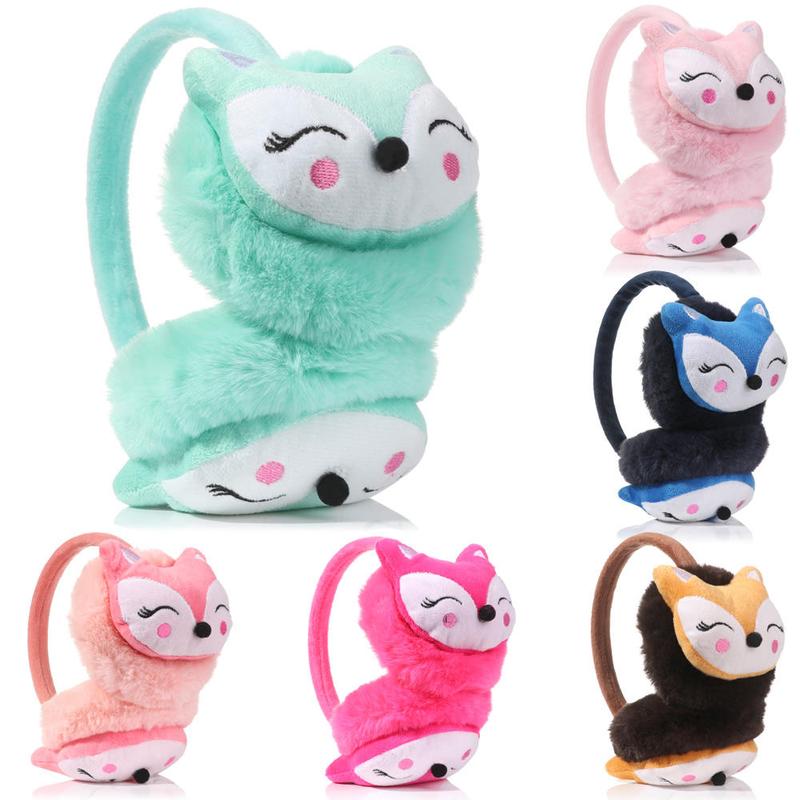 Product Introduction of Lovely Ear muffs  Fashionable Insulated Adjustable size Cute cartoon fox shape Soft plush Autumn winter warm Plush earmuff for Outdoor activities 0