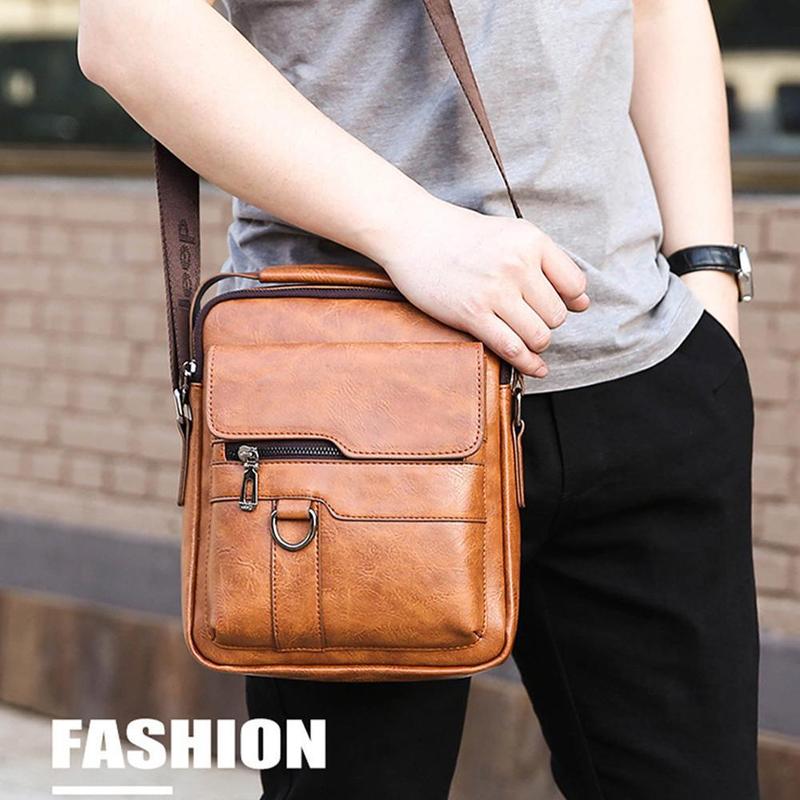 Product Introduction of Men's Messenger Bag Casual Vintage PU Leather Crossbody Handbag Adjustable Shoulder Strap Men's Briefcase Backpack 37