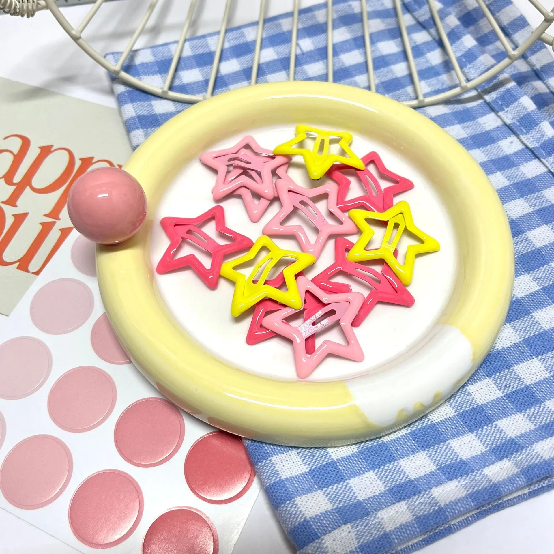 Solid color dopamine star hairpin five-pointed star hairpin side bangs clip hairpin