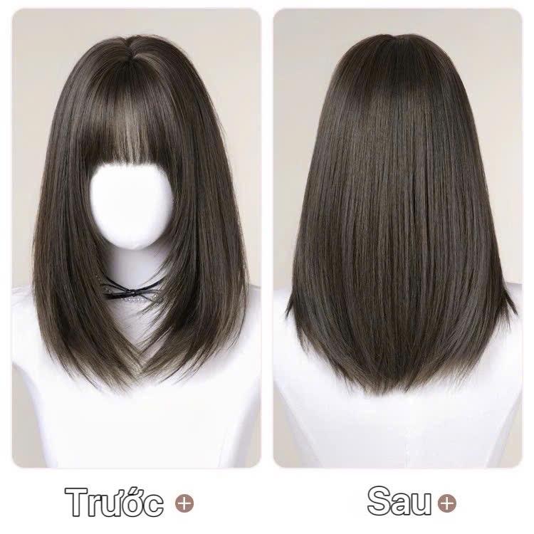  Cc84 dáng tóc cúp lyer ngang vai kèm lưới trùm và lược chải tóc  kiểu dáng trẻ trung .độ dài ngang vai chất tóc từ tơ nhân tạo chịu nhiệt tốt Tóc Giả Wig Women 