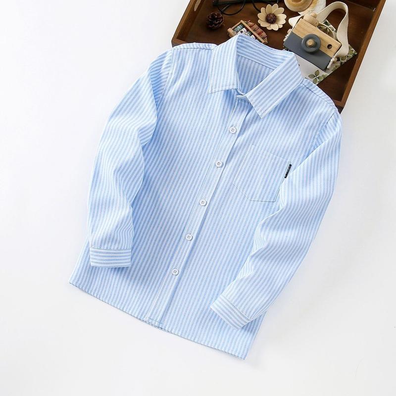 Product Introduction of Striped Shirt Kids Fashion Long Sleeve Polo Shirt Kid Boy 3 - 12 Years Old Korean Style Formal Tops Wedding Birthday Party Wear School Outfit 22