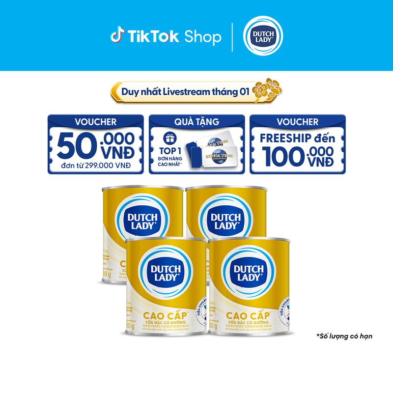  Combo 4 Sữa Đặc Có Đường Dutch Lady Cao Cấp Lon 380g  4x380g  