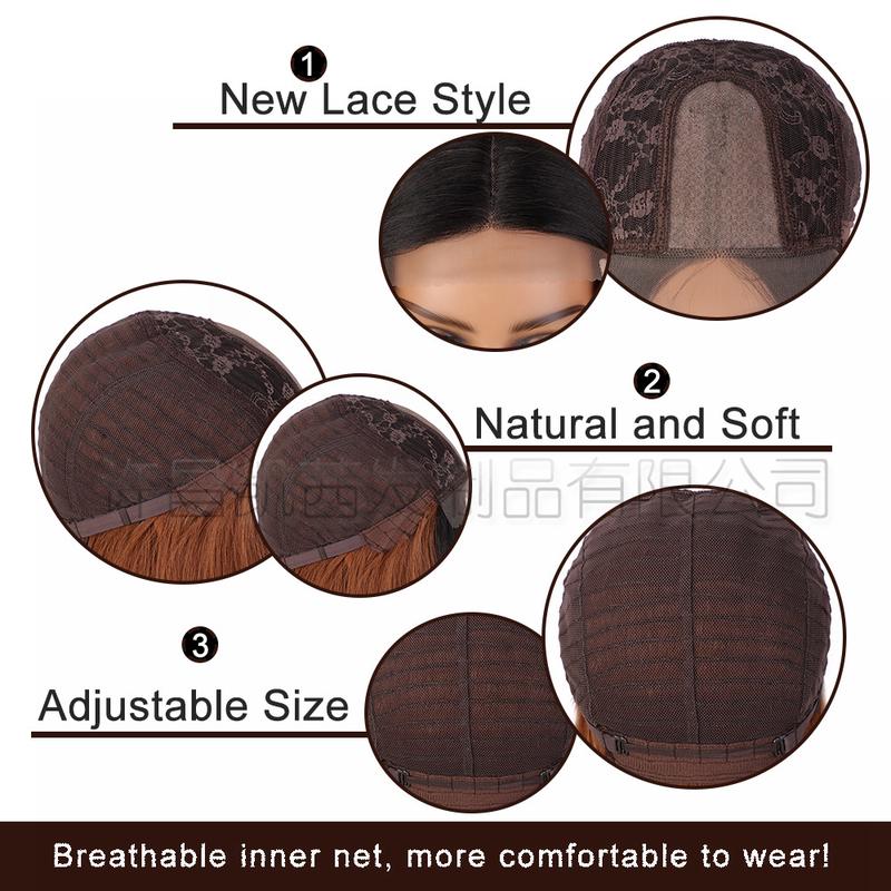 Product Introduction of Xuchang Wig European and American Medium Short Straight Hair Bobhaircut Wig Female Hair Wigs Front Lace Wig Head Cover on Sale 7