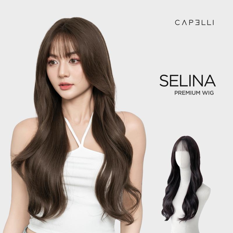 Tóc Giả Nguyên Đầu Siêu Da Lưới Lace CAPELLI Xoăn Lơi Mái Thưa Selina Premium Wig