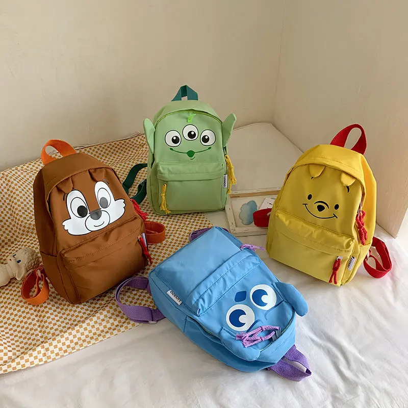Sullivan Blue Hair Monster Cute Cartoon Japanese Style All-Matching Three-Eyed Alien Winnie the Pooh Chipmunk Schoolbag Backpack Bags