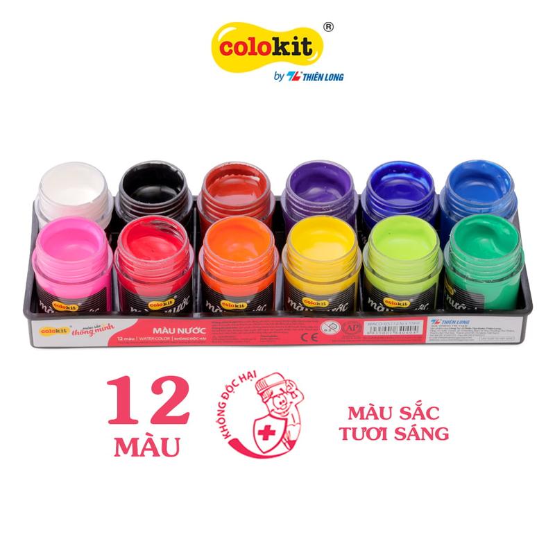 [DA ĐEN] Màu Nước Thiên Long Hủ 15ml x 12 Màu (WACO-05)