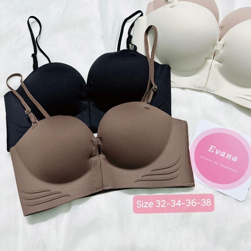 [A374 - HÀNG ĐẸP QC] Áo Lót Không Dây Cài Trước Mút Dày 5cm Nâng Đẩy Cao Cấp, Bản Dây Che Ngấn Lưng Không Lộ Viền Bra Nữ Women Kem