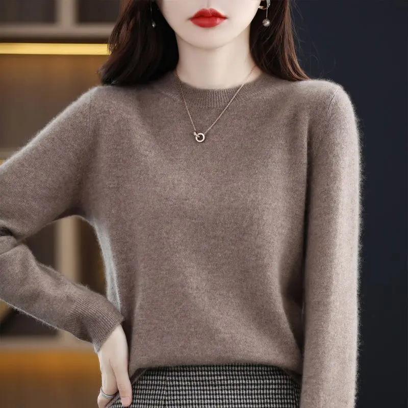 Áo Len Len Nguyên Chất, 100%, Hàng Mới Về Cho Mùa Thu, Cổ Tròn, Áo Len Cashmere, Dành Cho Nữ, Lớp Nền Dệt Kim, Phong Cách Phương Tây, Áo Len Dễ Phối Đồ, Được Bán Bởi Hơn 1400 Người Trong Một Tuần, 2024
