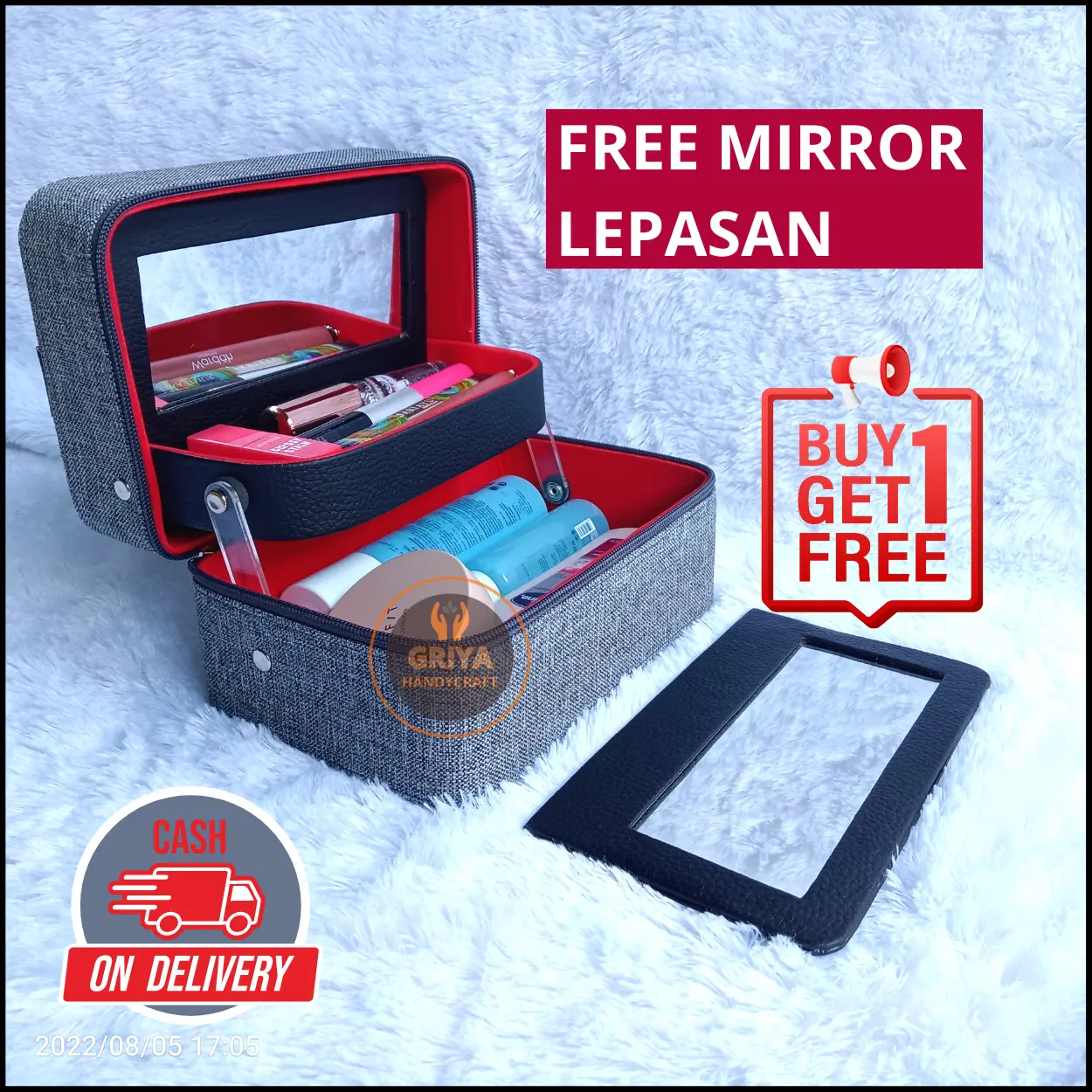 Tas Make Up Travel Box Kosmetik Bahan Kulit Sintetis Premium koper makeup kecil