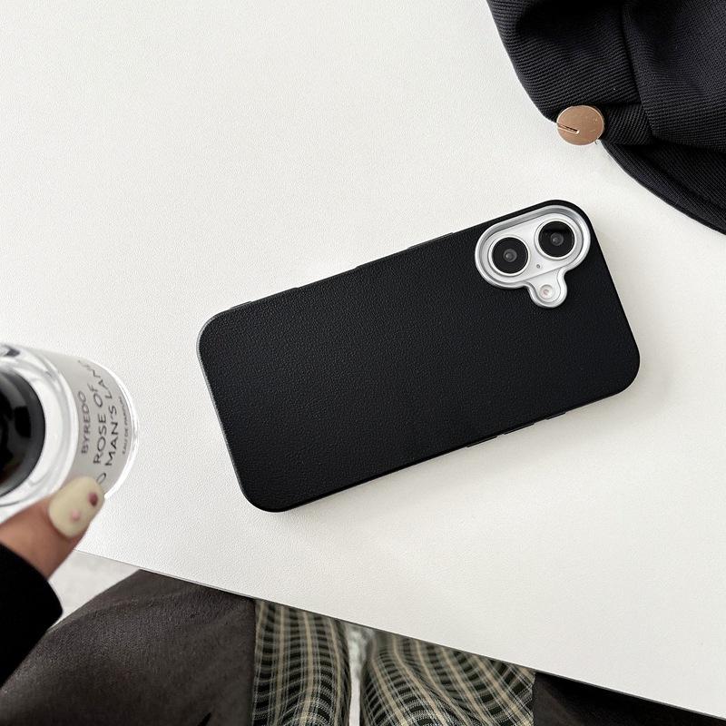 Minimalist Solid Color Case for Apple 15 New iPhone Case iPhone 16 Pro Max Niche High-end Feel 14 Leather Texture 13 6