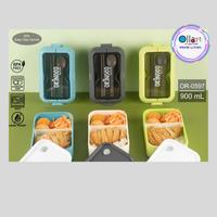 Gambar Kotak Makan 1 Layer Free Sendok Sumpit OR-0597 Lunchbox Ukuran 900 ML dengan Handle - White dari Ollahomeliving Kota Bogor 1 Tokopedia