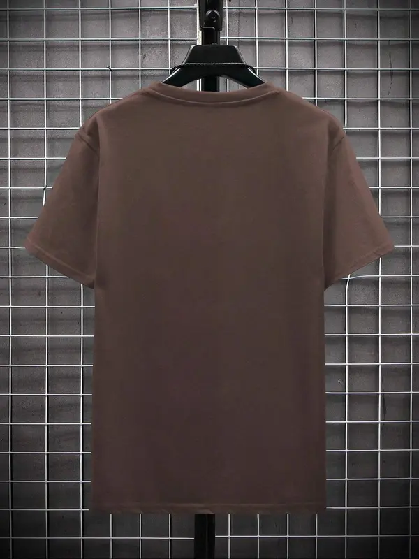Men's Letter Print Round Neck Sleep Tee, Regular Fit Casual Soft Comfortable Short Sleeve Crew Neck Sleep Top for All Seasons, Men's Sleepwear & Loungewear for Daily Wear 6