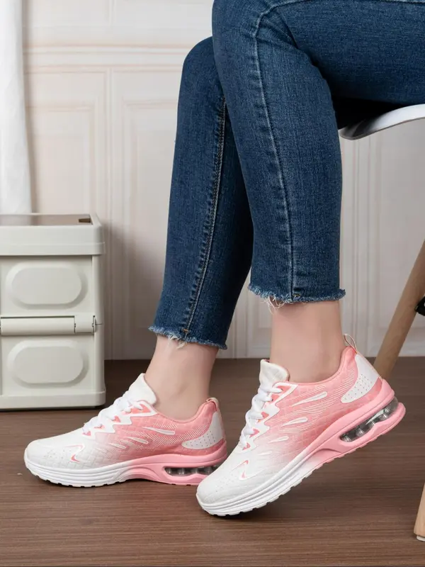 Women's Ombre Print Lace Up Running Athletic Shoes, Casual Breathable Comfortable Sports Shoes, All-match Non-slip Walking Shoes Footwear for Daily Training Wear 0