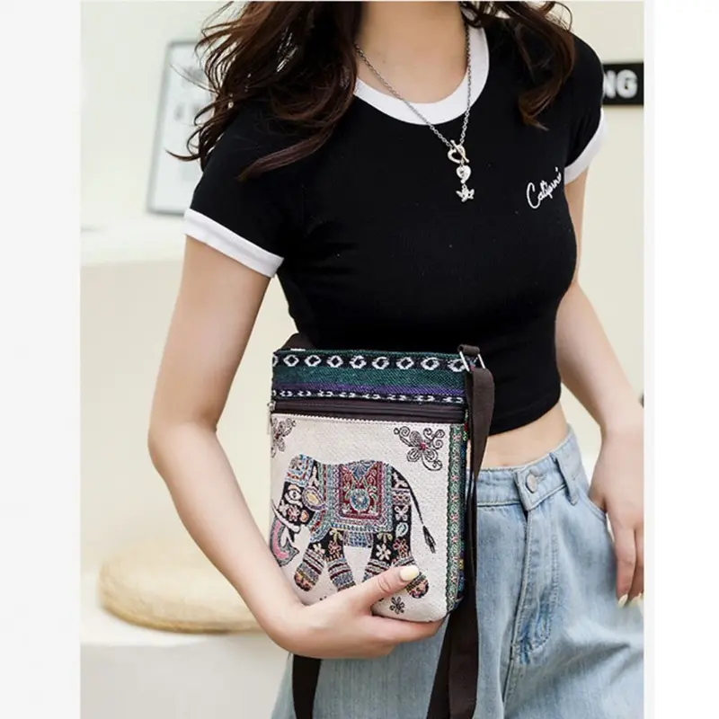 Túi Đeo Vai Thêu, Phong Cách Dân Tộc Dễ Thương, Sức Chứa Lớn, Túi Xách, Túi Đeo Chéo, Dành Cho Nữ 5