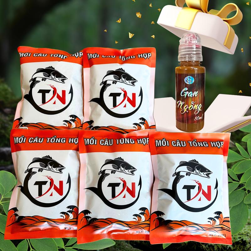  Combo Mồi  Tổng Hợp - Mua 5 Gói Tặng 1 Chai Gan Ngỗng 80ml m ồ i câu 