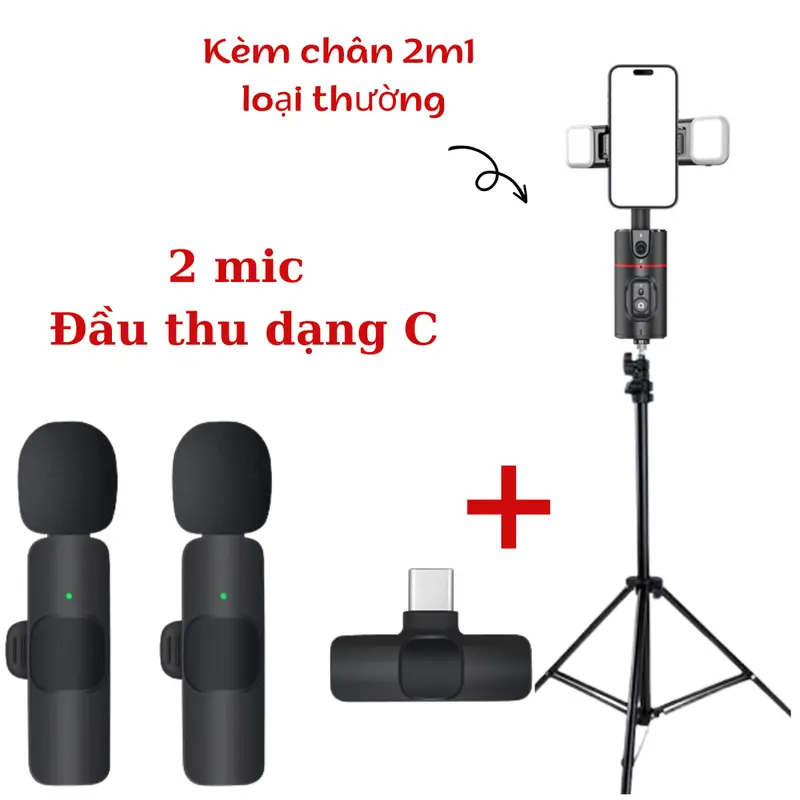 [MUA 1 COMBO - Tặng 2 Đèn Led] Combo Gimbal Điện Thoại P02 HADAPLUS  Và Micro Thu Âm K9 HADAPLUS Hỗ Trợ Quay Video Tiện Lợi Kèm Remote Điều Khiển - Selfie, Phụ Kiện 5