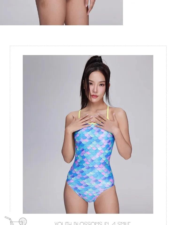 Maillot de bain une pièce d'entraînement athlétique pour femmes Maillot de bain de compétition à écailles de poisson pour la compétition_voghion.com