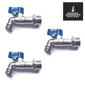 Kran Tembok Bola Gagang Biru 1/2" Inch Model Onda -  Keran Air Taman Babet Bukan Besi