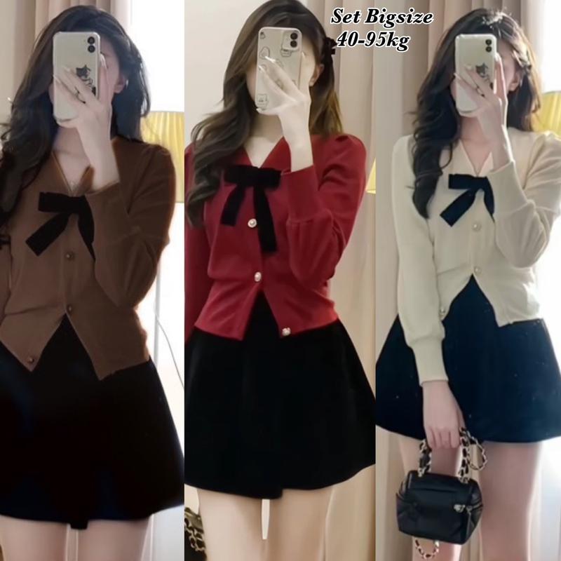 Sét đồ Bigsize Áo Kiểu Nữ và Chân Váy Tiểu Thư Vải Nỉ Tăm Cao Cấp Cho Nàng Chuppy, Thời Trang Bigsize Nữ đẹp Sang Chảnh, Set Bộ Đồ Nỉ Tăm Xinh Đẹp Diện Tết Freesize 50-95kg Ennhocobigsize Women Thun Đỏ Top Nhung - 2120