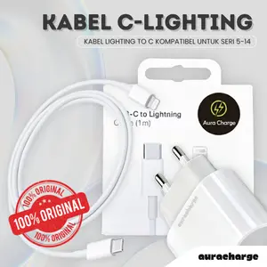 AuraCharge - Fast Adaptor 20 Kabel Lighting ip 5/5s/6/6s/7/8/SE/X/XR/XS/XS Max/11/12/13/14 Resmi