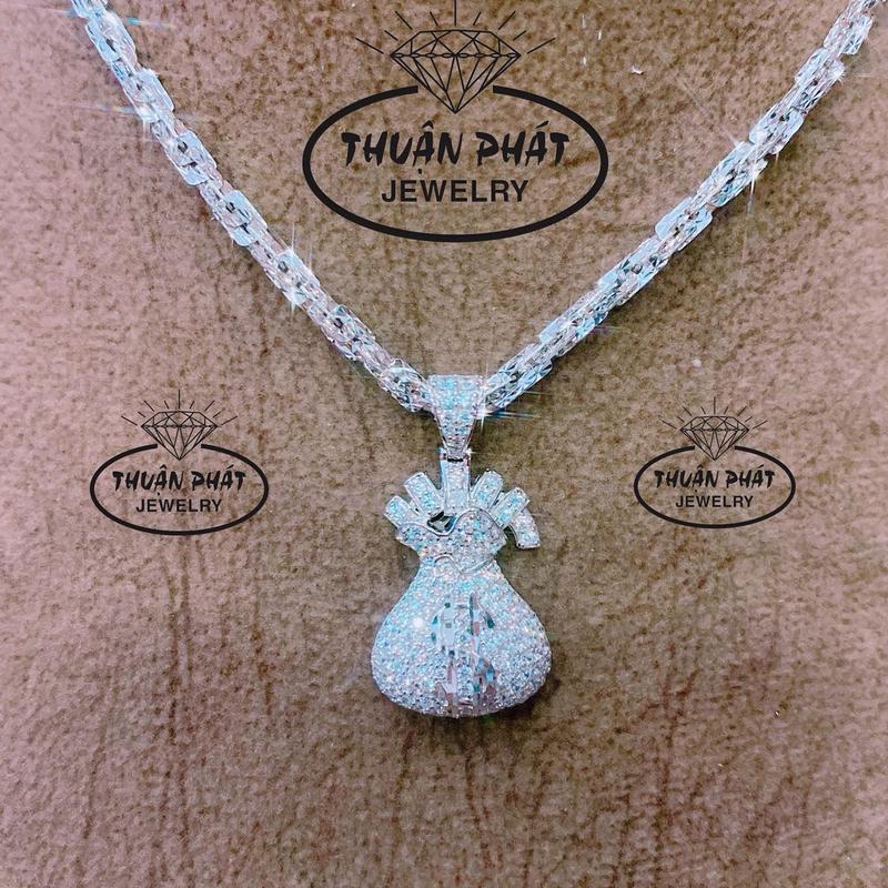  Phụ Kiện Dây Chuyền Nữ Xoắn Vuông 3Li Với Mặt M066 Túi Tiền Tài Lộc  Đeo Cổ Sang Trọng Trang Sức Bạc Ý Xi Kim -Bạc Thuận Phát 