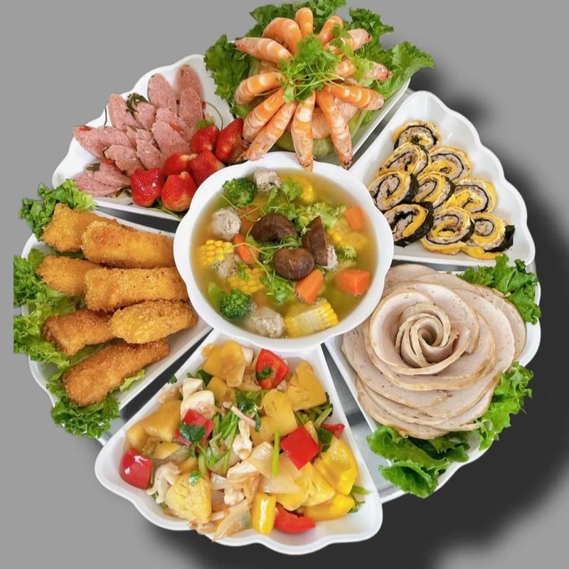 Bộ Bát Đĩa Hoa Mặt Trời Nhựa 7 Chi Tiết Size Lớn 54cm - Set Bát Đĩa Nhựa Bày Mâm Cỗ Đẹp 6 Đĩa 1 Bát Tô