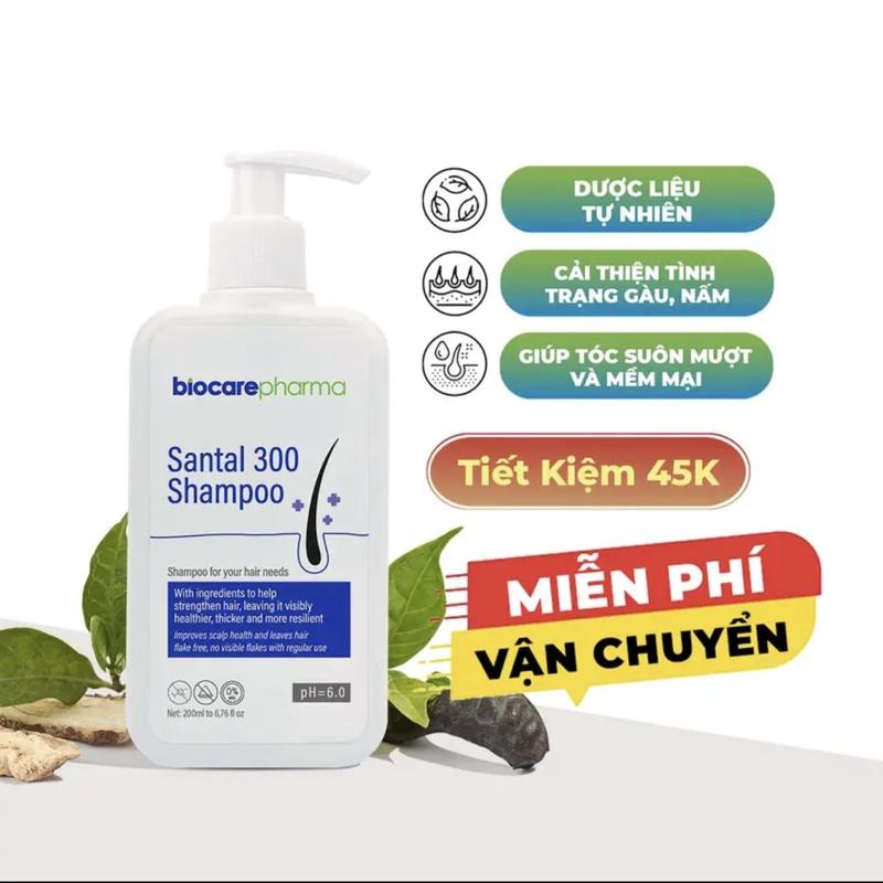 Dầu Gội dược liệu BioCare Pharma giảm gàu, nấm ngứa da đầu Santal 300 shampoo chai 200ml