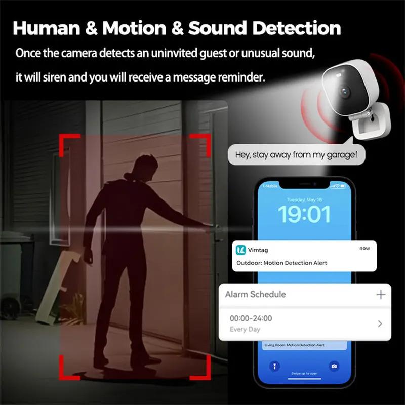VIMTAG Mini Camera WIFI 4MP 2-Way Audio Color Night Vision 8X Zoom Auto Alarm Waterproof Outdoor Security Camera IP Surveillance 3