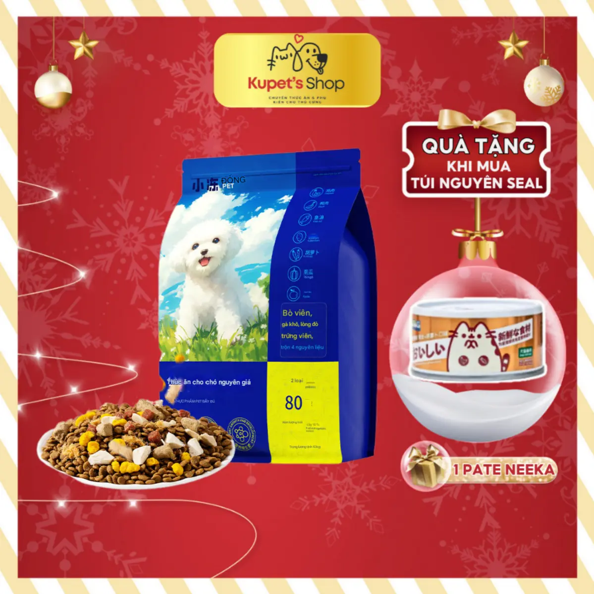 Thức ăn cho CHÓ  DONGPET mix thịt sấy cao cấp chuyên dành cho chó kén ăn thức  ăn poodle