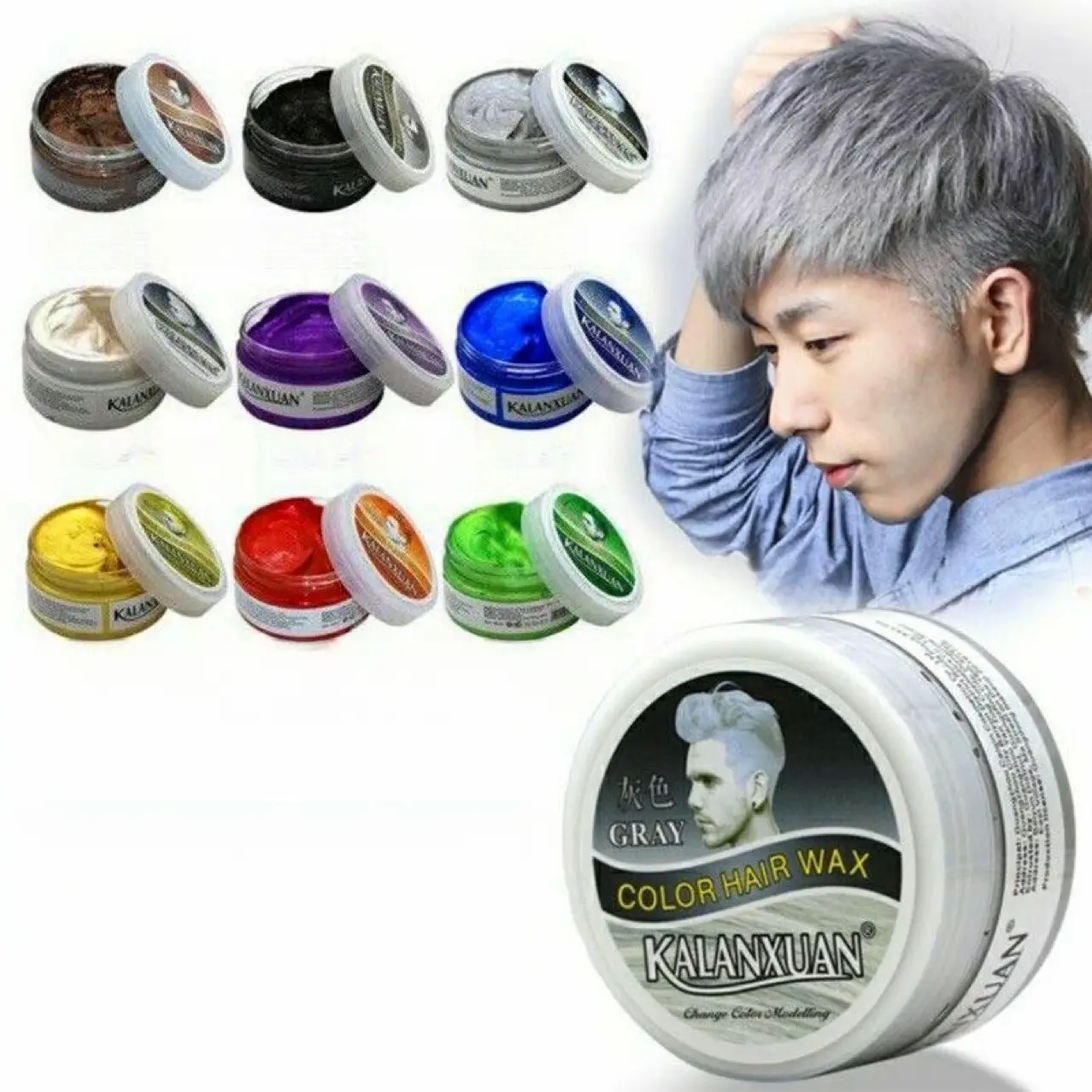Karan Xuan colorful hair clay disposable hair wax grandma gray grandpa White Blue Purple Red styling color hair dyeing