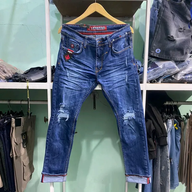 UPGRESS JUMBO 28-38 CELANA PANJANG SOBEK LAPIS HITAM WASH BAHAN MELAR SLIME FIT 0