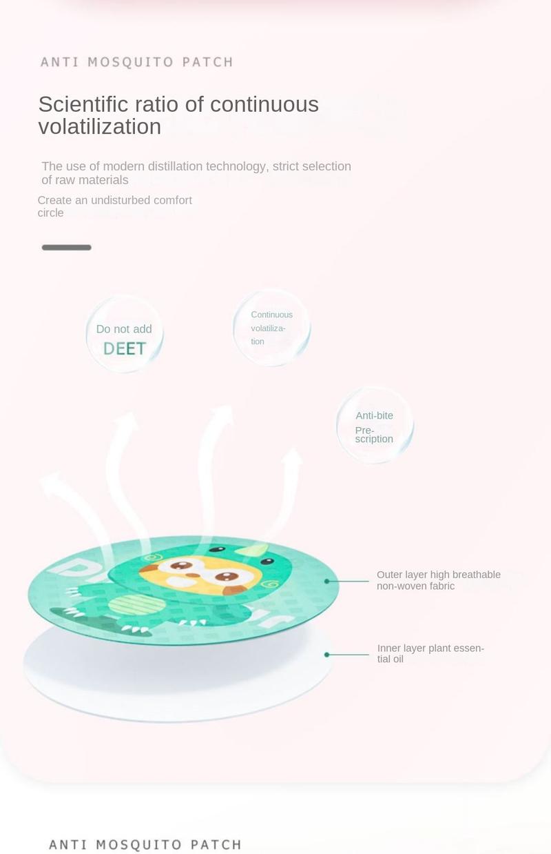 Product Introduction of Coati Essential Oil Stickers Repellent Floral Water Child Baby Baby Special Stickers Adult Outdoor Cartoon Stickers 2
