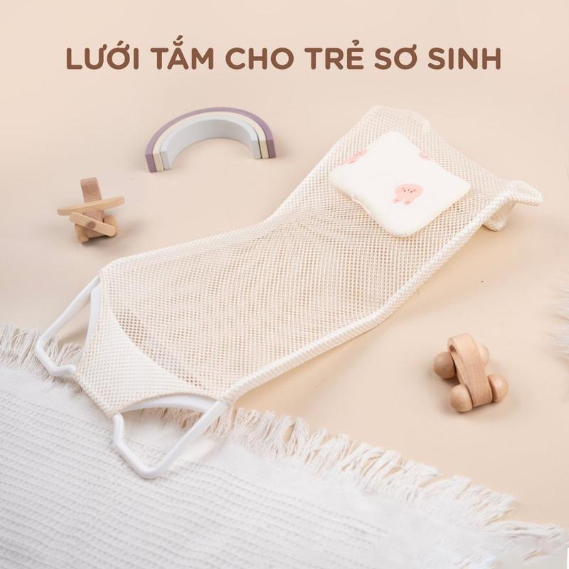  Lưới đỡ tắm cho bé sơ sinh phù hợp với chậu tròn và chậu dài đi kèm gối cao cấp. 