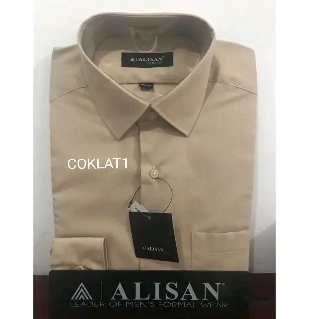 Kemeja Alisan Original Reguler Coklat1 Size 13 & 13.5 Ukuran Kecil Lengan Panjang Santri Pesantren 0