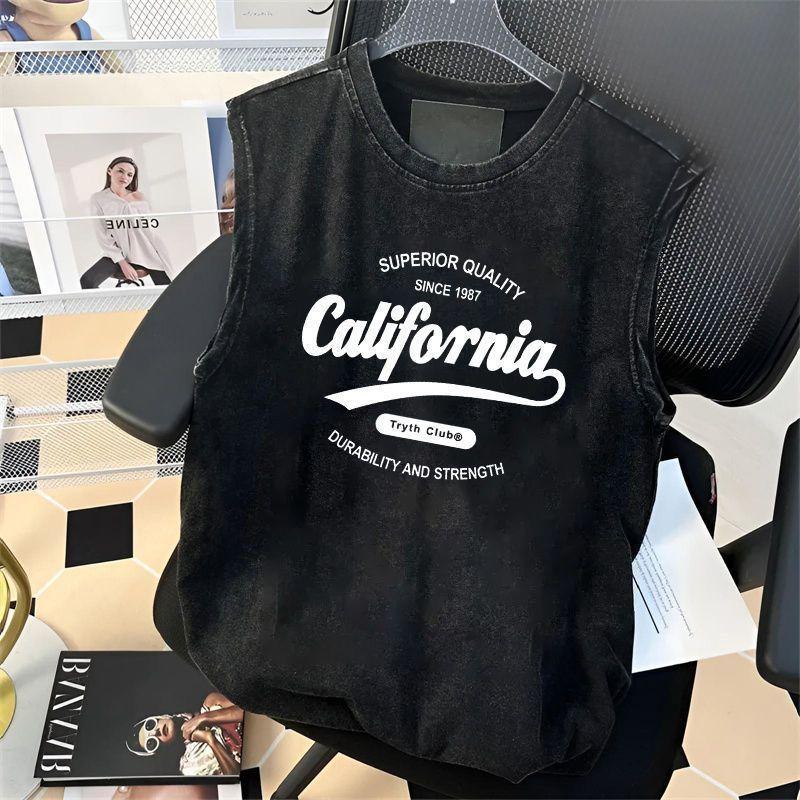 Áo Vest Cổ Điển Mỹ, Màu Trơn Dành Cho Nam Giới, Không Tay, Áo Phông Mùa Hè, Phong Cách Cổ Điển Đã Giặt, Hợp Xu hướng, Độc Đáo Cổ Điển Áo Ba Lỗ, Thời Trang, Dễ Phối Đồ, Cá Tính 3