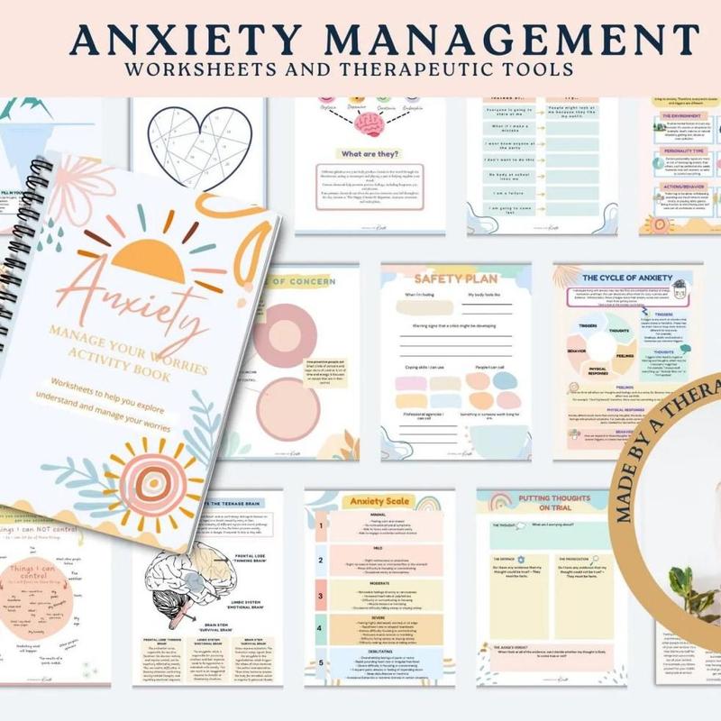 Anxiety Bundle Journal, 1 Count A5 Spiral Bound Notebook, Anxiety Worksheets, Therapy Tools, Therapy Worksheets, Anxiety Journal, Office Supplies 2
