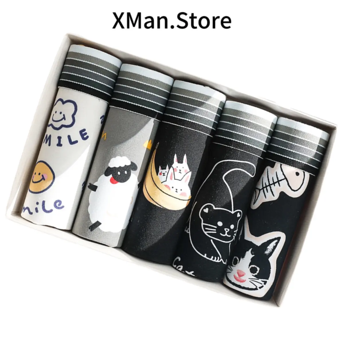 ComBo 5 quần sịp nam hoạt hình boxer cute phong cách hàn,vải dầy mềm mát thoáng khí XM11