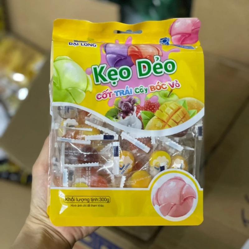 Ăn là ghiền Kẹo dẻo bóc vỏ trái cây Đại Long đủ vị túi 300g / Kẹo xoài bóc vỏ…