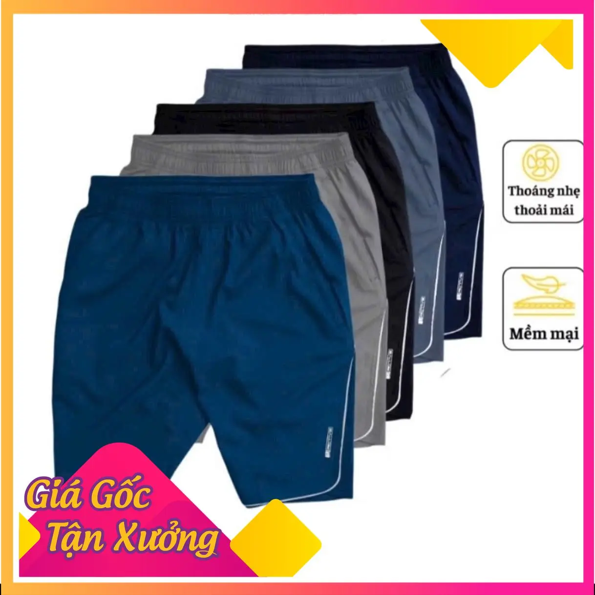 Combo 5 quần đùi short nam thể thao 5S, mặc nhà, năng động, vải gió siêu mát, nhẹ, thoải mái, năng động, co giãn, có khoá túi