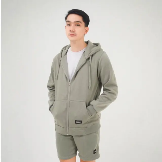 Steigen Zipper Hoodie Fleece Sage Lembut Nyaman Tebal