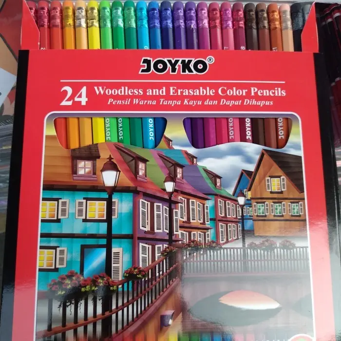 pensil warna joyko woodless 24 dapat di hapus
