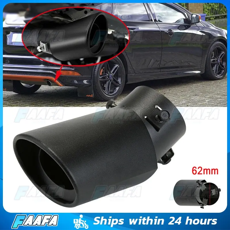 Universal 2 Inch Car Exhaust Pipe Stainless Steel Rear Exhaust Pipe Tail Muffler Tip Matt Black