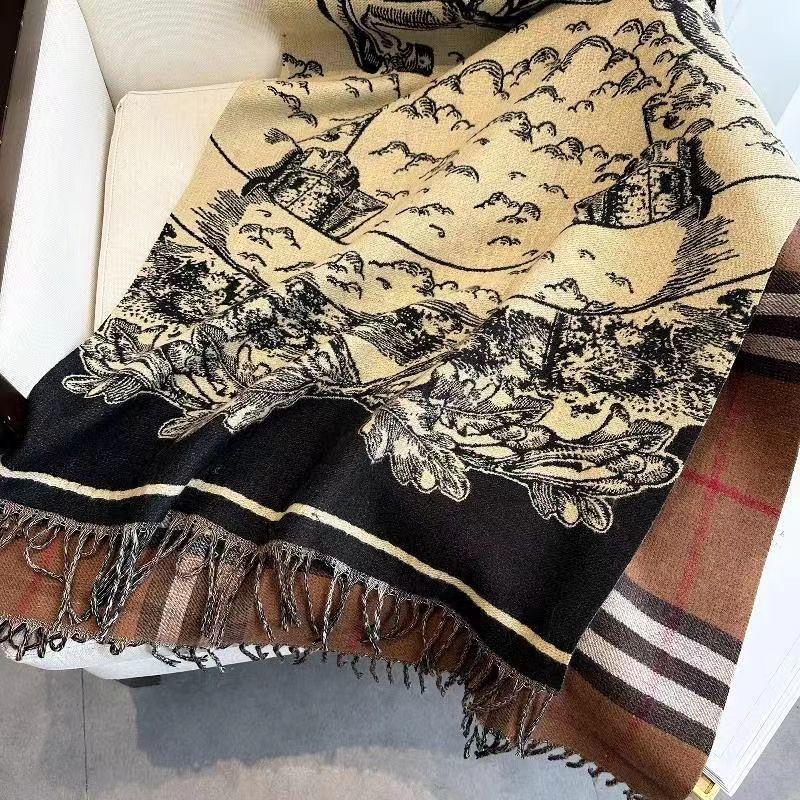 Product Introduction of Khăn Quàng quàng cổ cashmere nhân tạo hai mặt, họa tiết kẻ sọc ngựa, dành cho phụ nữ, thời trang mới cho mùa đông, tua rua, khăn quàng choàng bên ngoài ấm áp, thương hiệu nổi tiếng Hoa Women 5