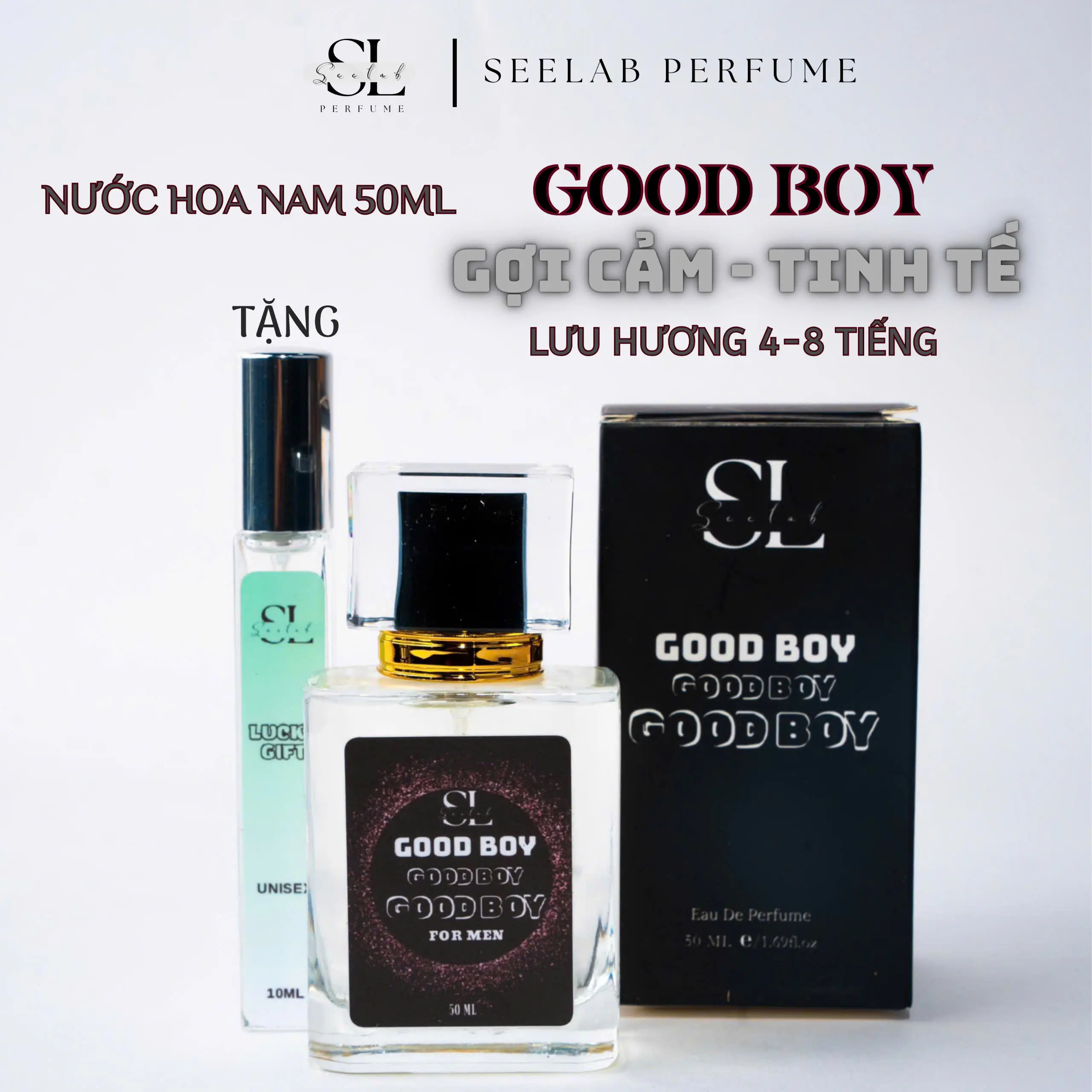 (50ml nam) Nước hoa nam Good Boy 50ml - Tặng kèm 1c nước hoa 10ml Độc Quyền Seelab Perfume Cosmetic