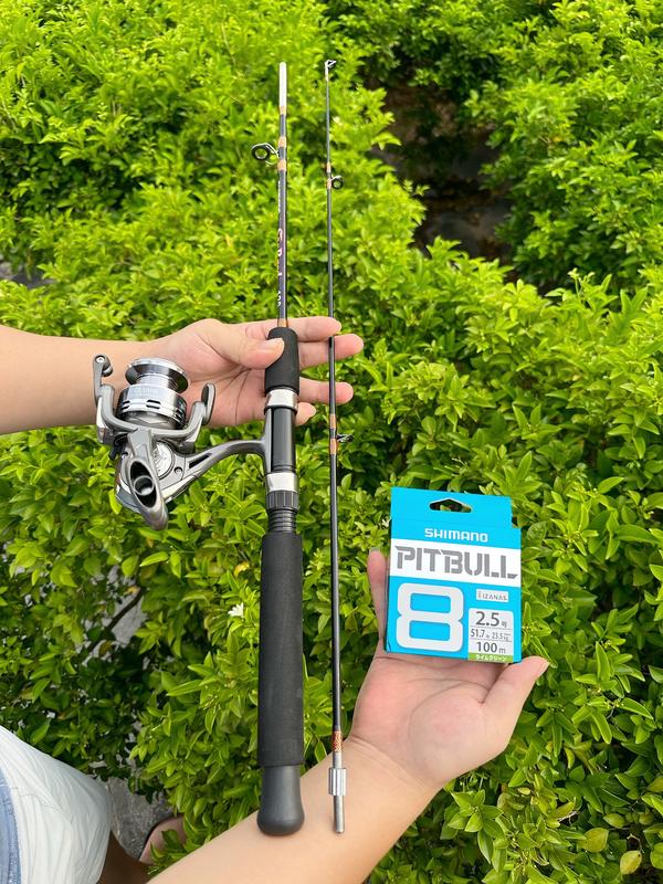 Combo cần câu 2 khúc đặc chiều dài 1m2 + Máy Câu Cl 3000 Dây Pe x8 100m