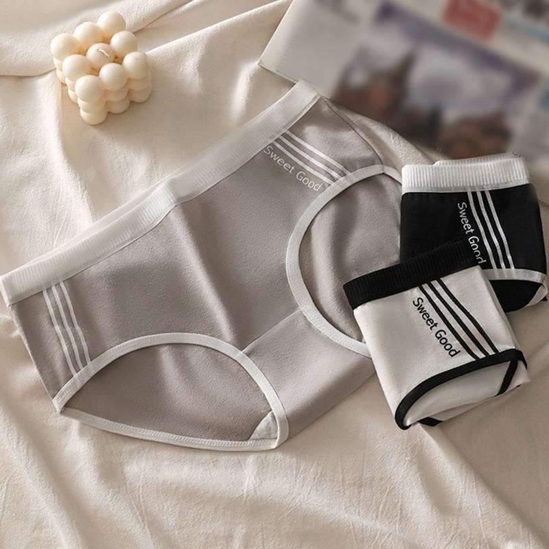 Product Introduction of Women's Panties Breathable Underwear Seamleass Comfort Lingerie Cotton Striped Briefs Fashion Cozy Underpants Black White Gray 16
