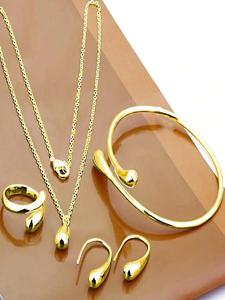 Conjunto de Joyería de Moda Elegante para Verano que Incluye Pulsera Tipo Brazalete, Collar con Colgante, Anillo y Aretes, Joyería Combinable y Exquisita para Fiesta, Decoración de Ropa Diaria